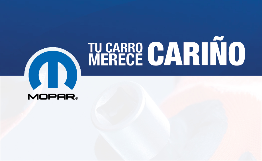 Logo de Mopar. Tu carro merece cariño. Garantía Mopar.