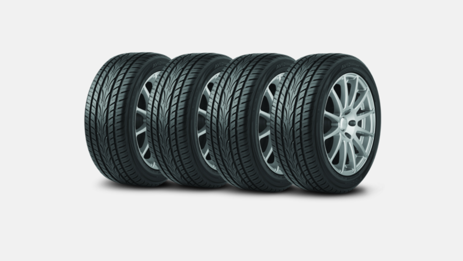 Set of four wheels and tires