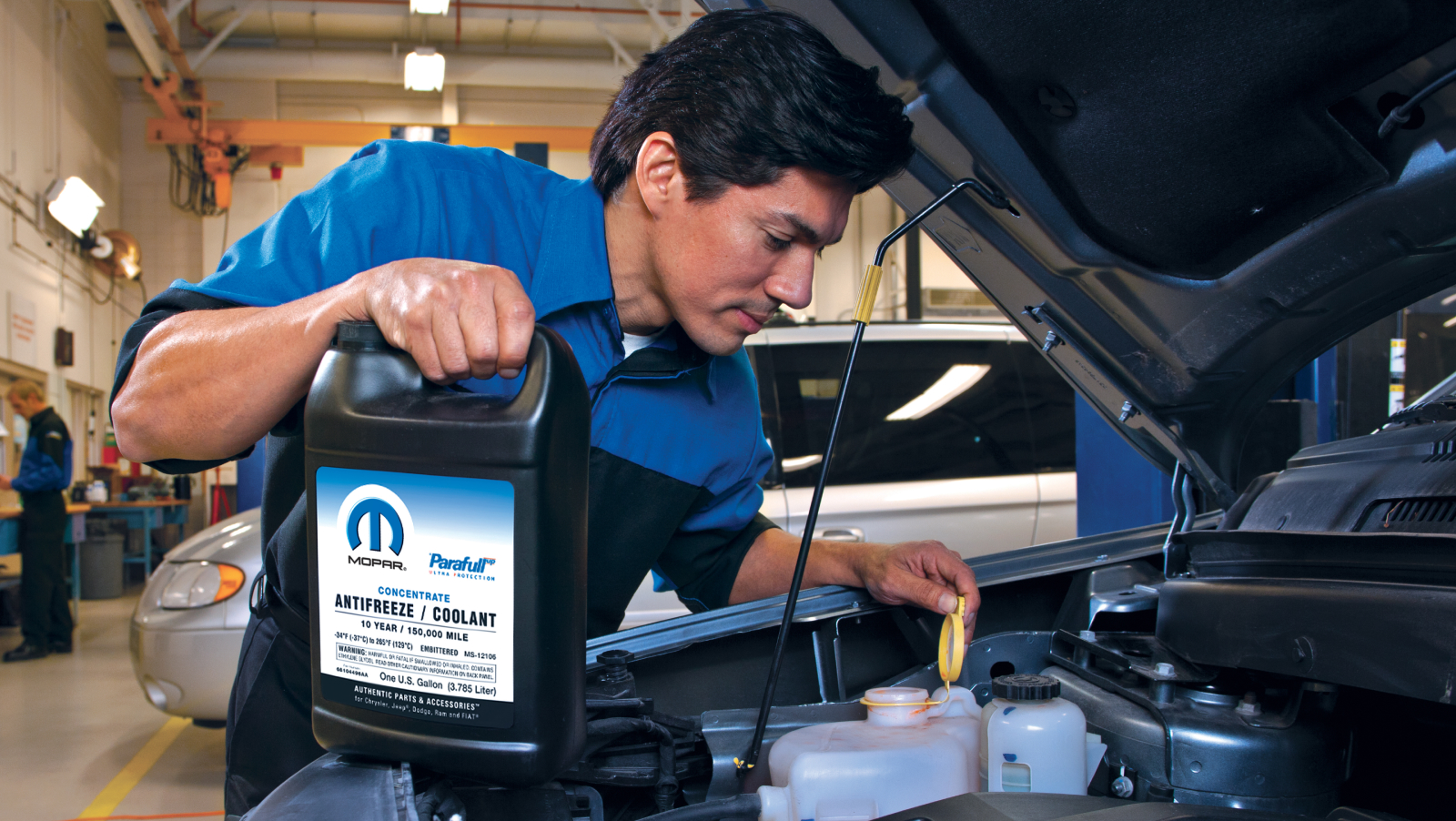 Mopar technician check transmission fluid overflow reservoir level