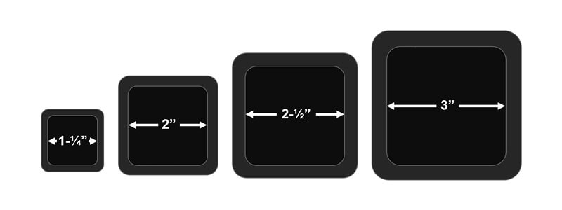 Four standard receiver sizes