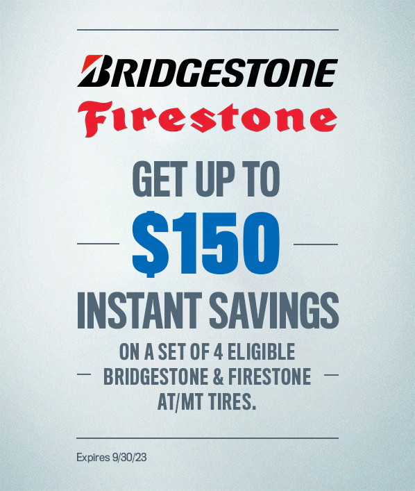 Mopar logo, Bridgestone logo, Firestone logo.