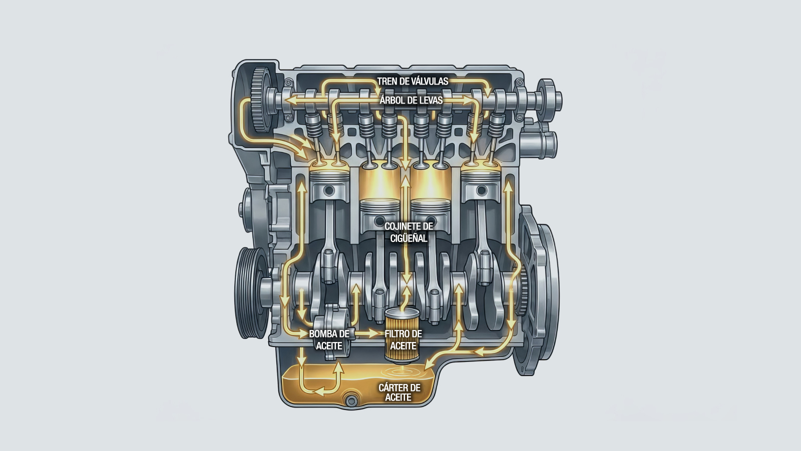 gráfico genérico de distribución del aceite del motor