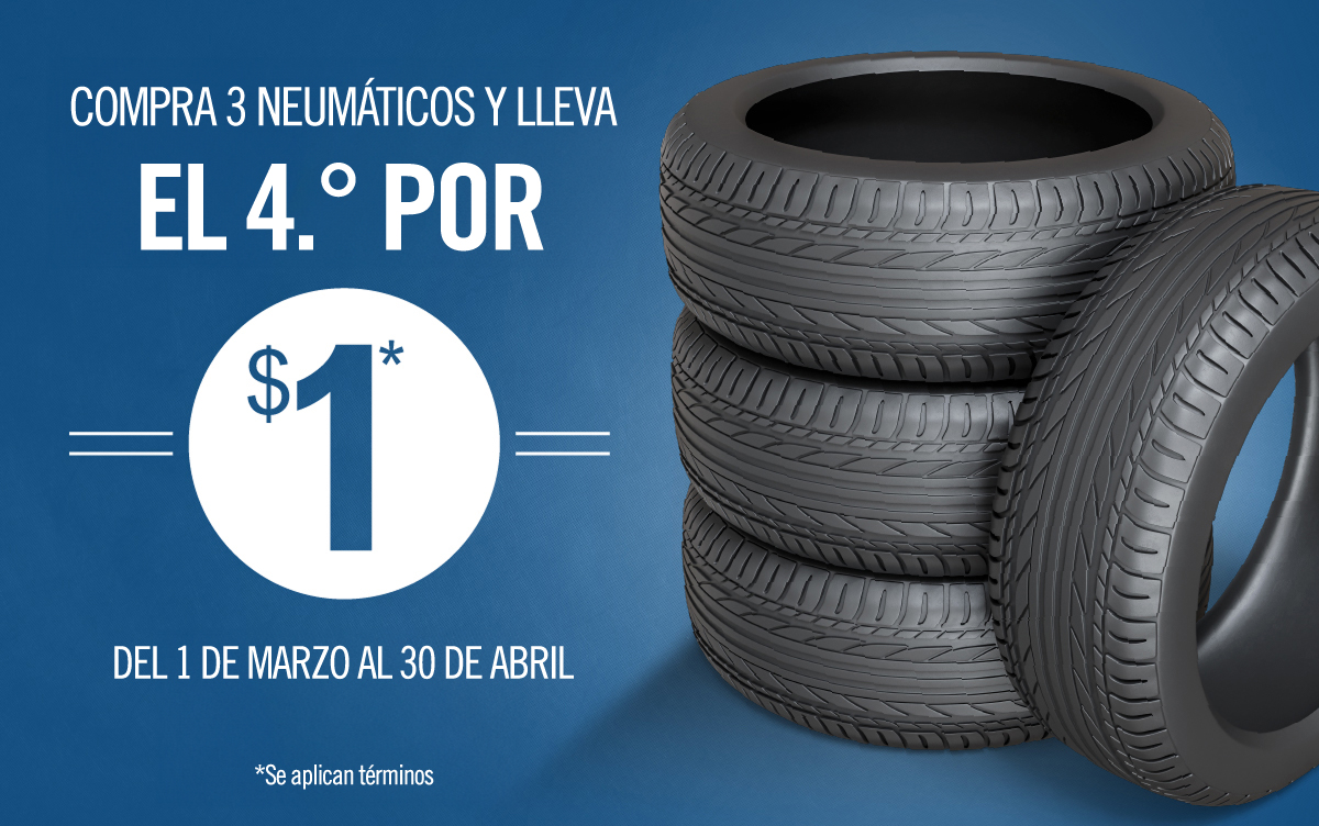 Compra 3 neumáticos y lleva el 4.º por $1*