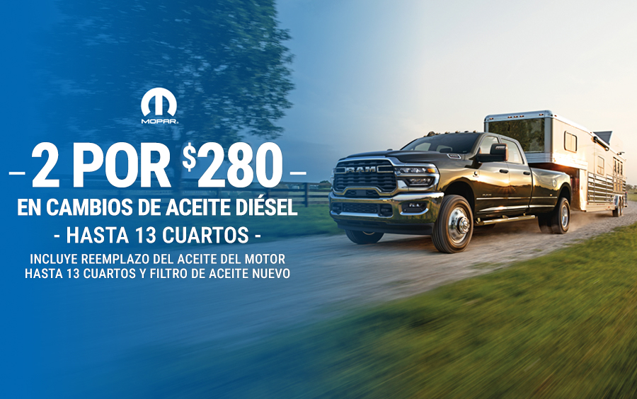 2 cambios de aceite diésel por $280* - hasta 13 cuartos de galón