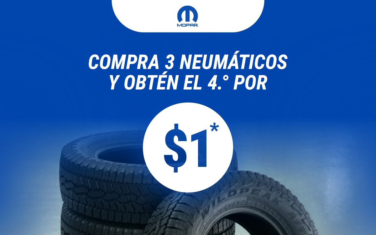 Compra 3 neumáticos y lleva el 4.º por $1*